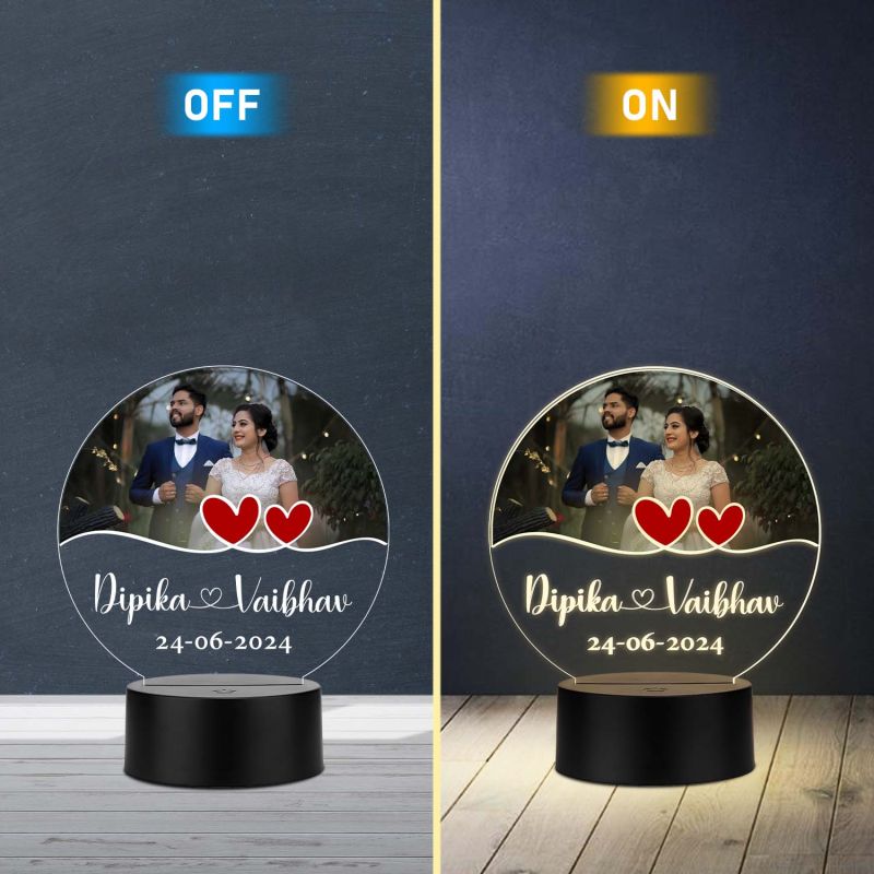 Personalized Acrylic LED Photo Lamp with Warm White Light Anniversary Gift for Couples, Husband, Wife, Wedding, Birthday, Valentine's Day